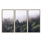 42578900-MGV-FC-48X32-3P_Walnut-Misty Forest Canvas Wall Art – Serene Triptych Nature Print – Woodland Landscape Decor for Living Room or Office – Ready to Hang