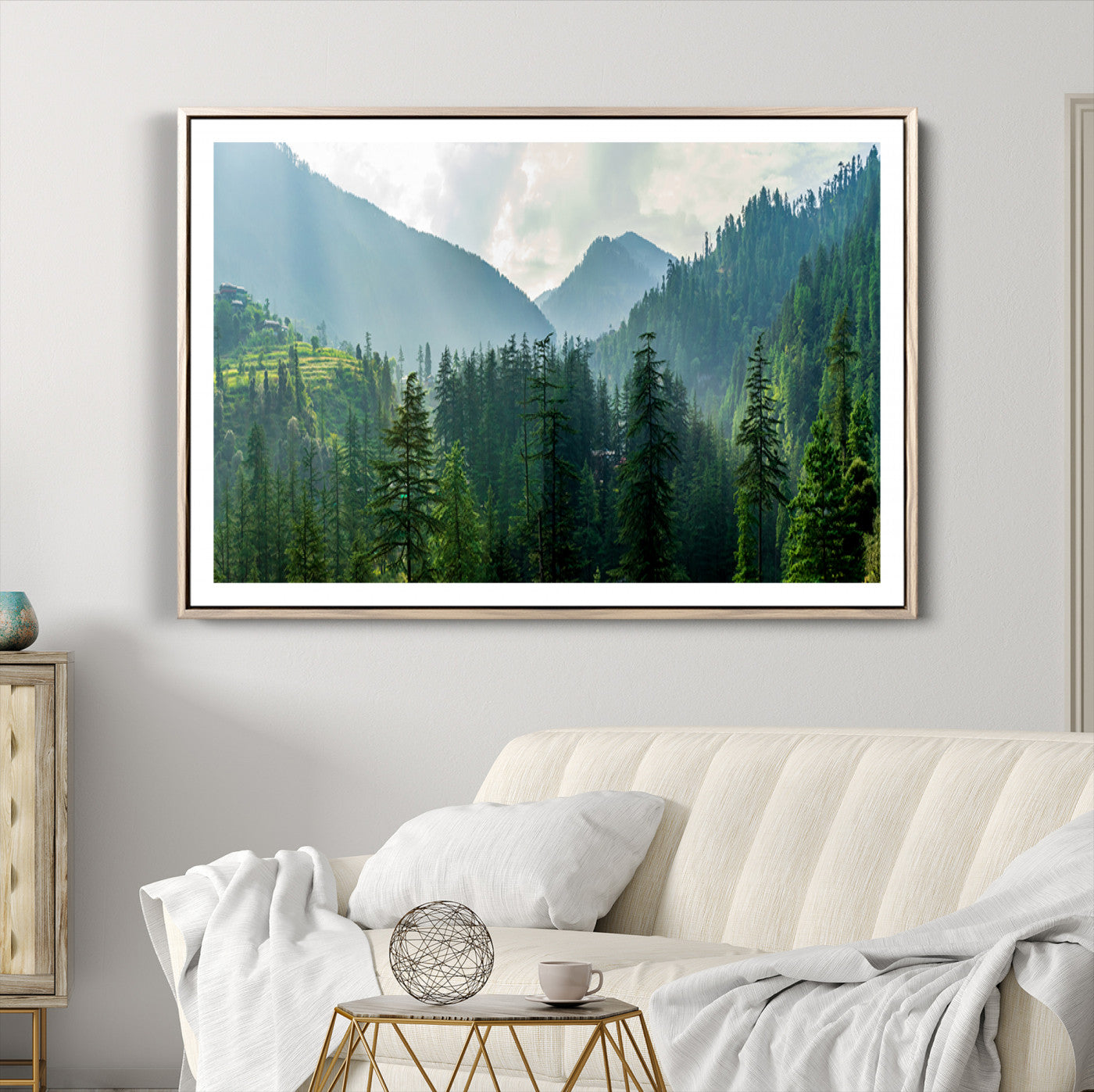 83417191-MGV-CV-36X24-Misty Forest Mountain Canvas Print – Serene Nature Wall Art, Tranquil Valley