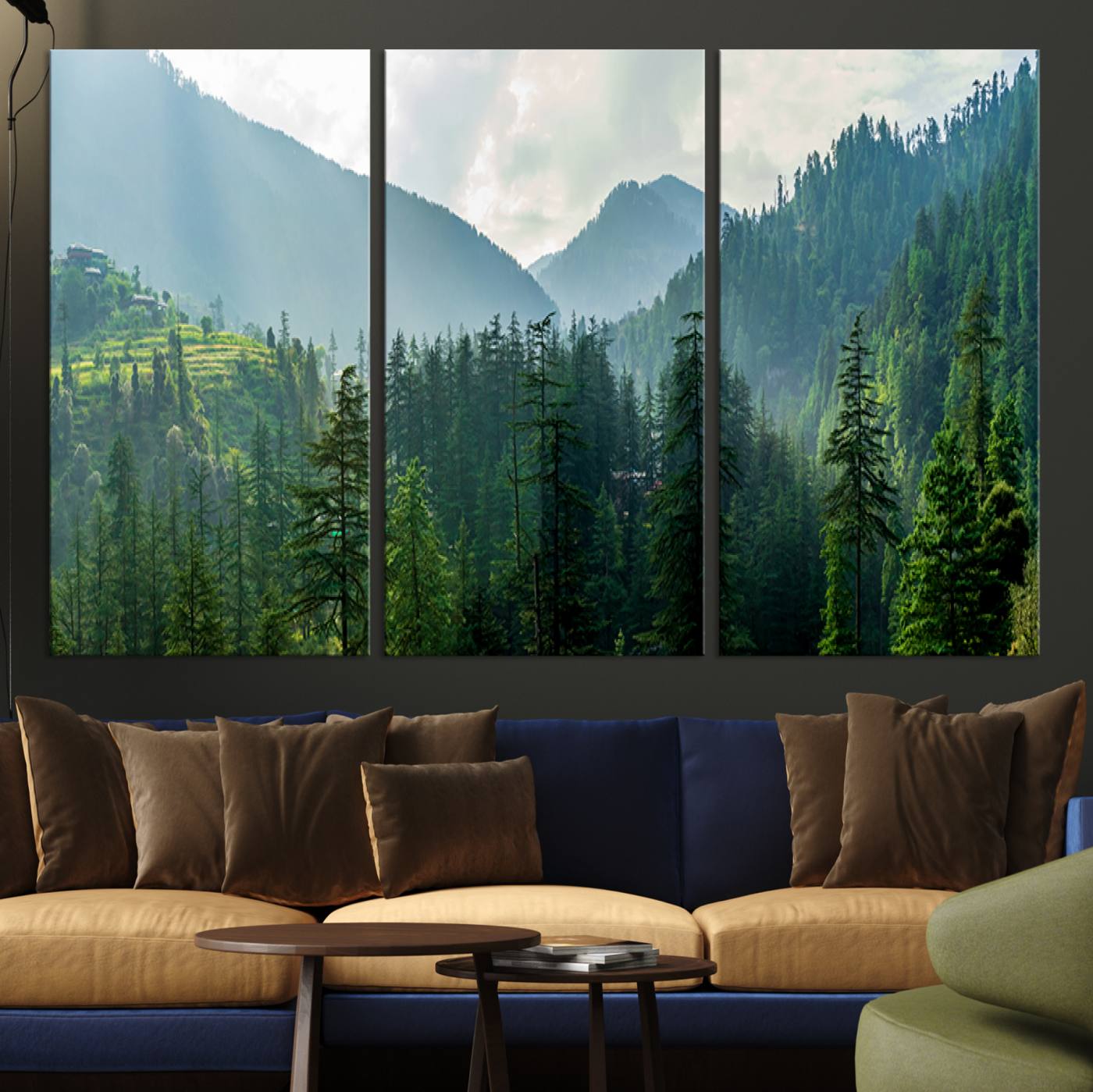 83417191-MGV-CV-36X24-Misty Forest Mountain Canvas Print – Serene Nature Wall Art, Tranquil Valley