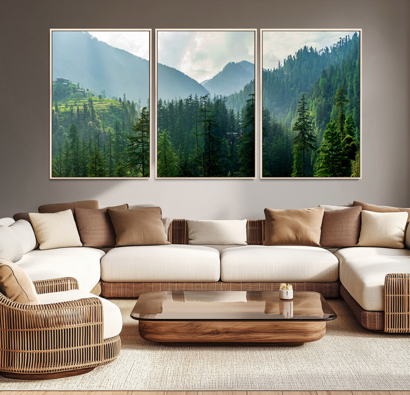 83417191-MGV-CV-36X24-Misty Forest Mountain Canvas Print – Serene Nature Wall Art, Tranquil Valley