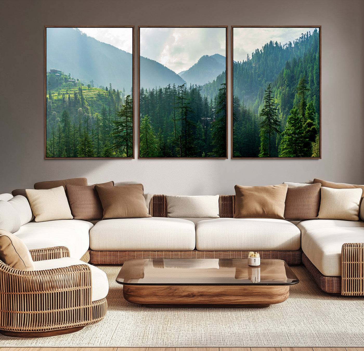 83417191-MGV-CV-36X24-Misty Forest Mountain Canvas Print – Serene Nature Wall Art, Tranquil Valley