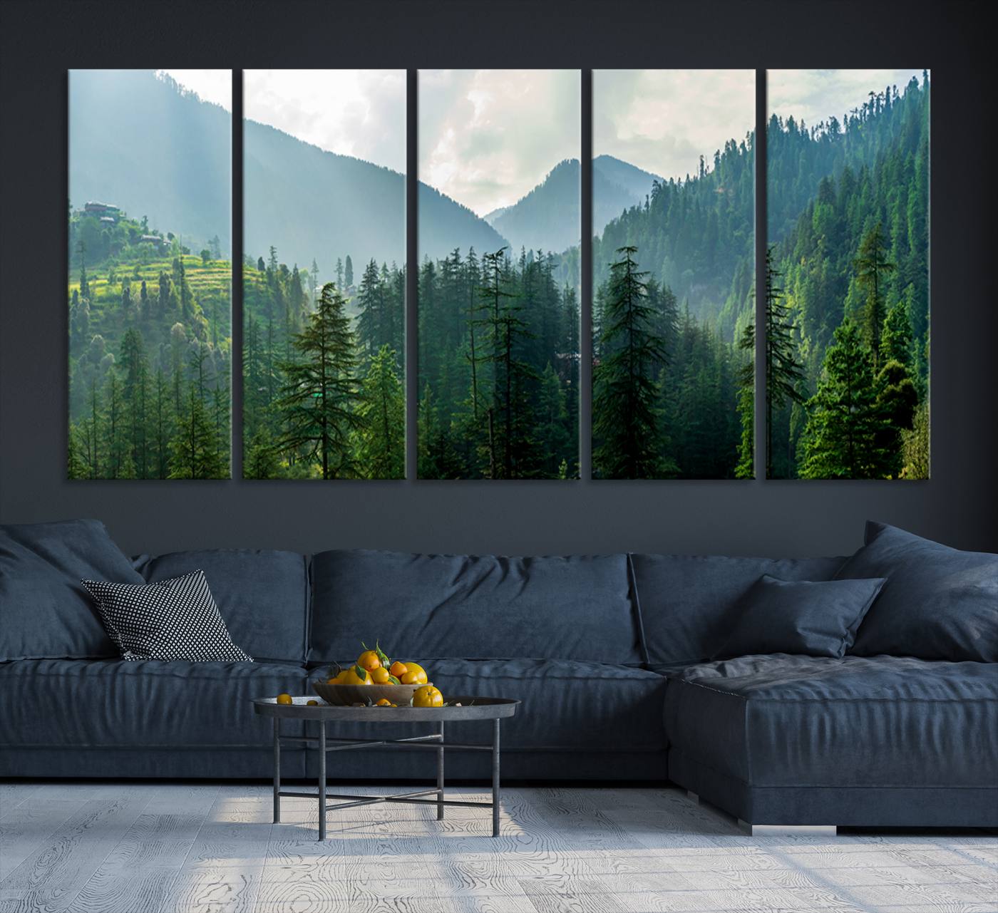 83417191-MGV-CV-36X24-Misty Forest Mountain Canvas Print – Serene Nature Wall Art, Tranquil Valley