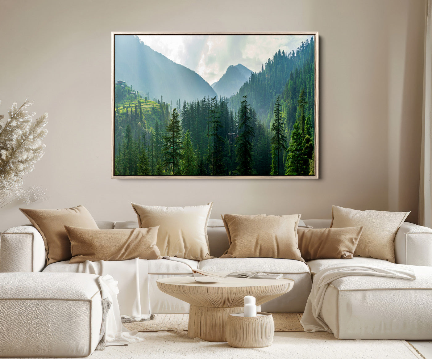 83417191-MGV-FC-36X24_Natural-Misty Forest Mountain Canvas Print – Serene Nature Wall Art, Tranquil Valley