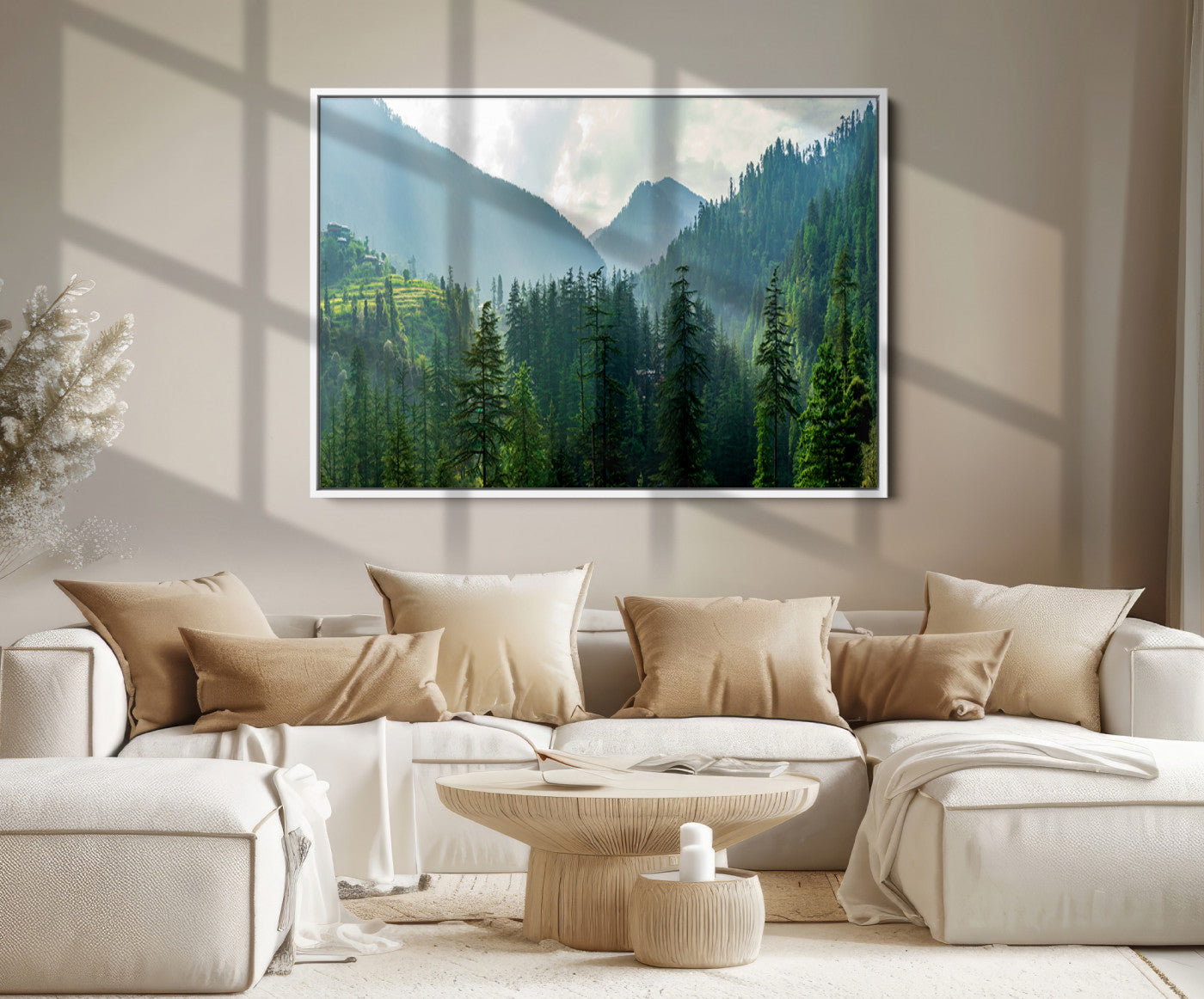 83417191-MGV-FC-36X24_White-Misty Forest Mountain Canvas Print – Serene Nature Wall Art, Tranquil Valley