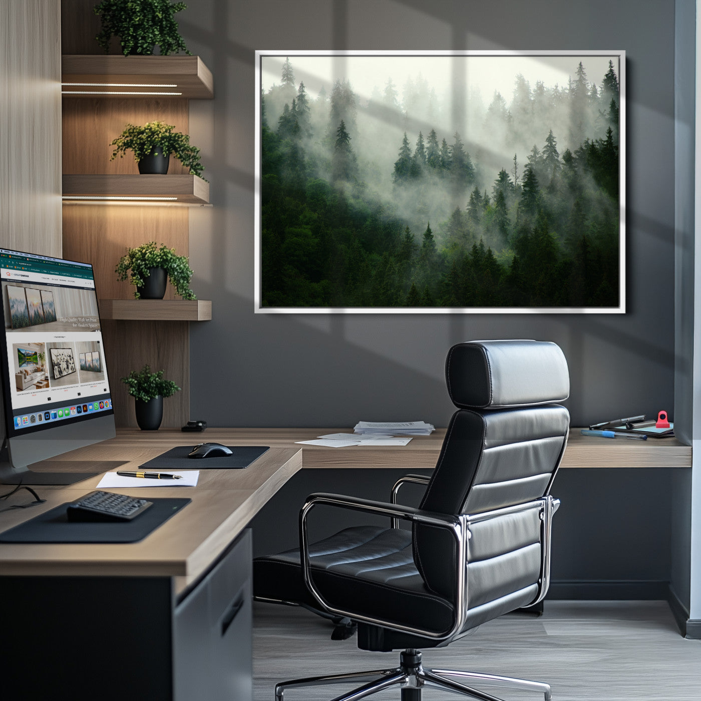 Misty Forest Wall Art Canvas Print - Foggy Forest Landscape Canvas Wall Art – Serene Triptych Nature Print – Woodland Landscape Decor