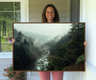 95112-MGV-CV-36X24-Misty Forest Wall Art | Ready to Hang and Framed | Tranquil Nature Landscape for Living Room or Cabin Wall Decor