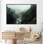 95112-MGV-CV-36X24-Misty Forest Wall Art | Ready to Hang and Framed | Tranquil Nature Landscape for Living Room or Cabin Wall Decor
