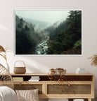 95112-MGV-CV-36X24-Misty Forest Wall Art | Ready to Hang and Framed | Tranquil Nature Landscape for Living Room or Cabin Wall Decor