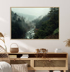 95112-MGV-CV-36X24-Misty Forest Wall Art | Ready to Hang and Framed | Tranquil Nature Landscape for Living Room or Cabin Wall Decor
