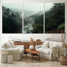 95112-MGV-CV-36X24-Misty Forest Wall Art | Ready to Hang and Framed | Tranquil Nature Landscape for Living Room or Cabin Wall Decor