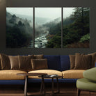 95112-MGV-CV-36X24-Misty Forest Wall Art | Ready to Hang and Framed | Tranquil Nature Landscape for Living Room or Cabin Wall Decor