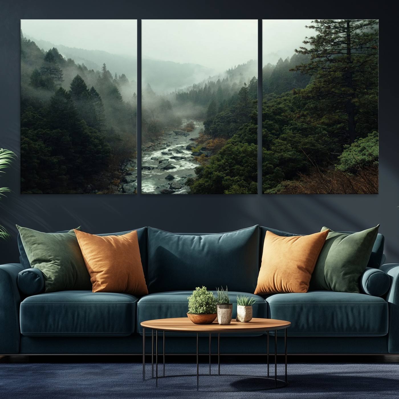 95112-MGV-CV-36X24-Misty Forest Wall Art | Ready to Hang and Framed | Tranquil Nature Landscape for Living Room or Cabin Wall Decor