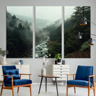 95112-MGV-CV-36X24-Misty Forest Wall Art | Ready to Hang and Framed | Tranquil Nature Landscape for Living Room or Cabin Wall Decor