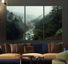 95112-MGV-CV-36X24-Misty Forest Wall Art | Ready to Hang and Framed | Tranquil Nature Landscape for Living Room or Cabin Wall Decor