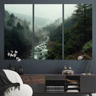 95112-MGV-CV-36X24-Misty Forest Wall Art | Ready to Hang and Framed | Tranquil Nature Landscape for Living Room or Cabin Wall Decor