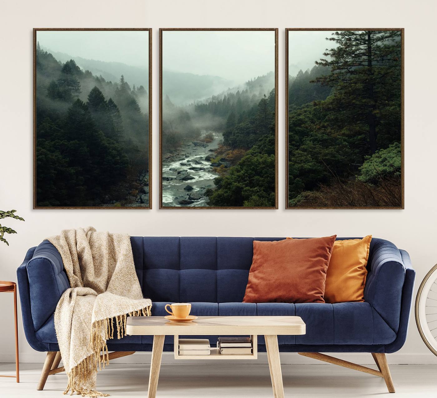 95112-MGV-CV-36X24-Misty Forest Wall Art | Ready to Hang and Framed | Tranquil Nature Landscape for Living Room or Cabin Wall Decor