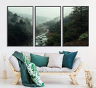 95112-MGV-CV-36X24-Misty Forest Wall Art | Ready to Hang and Framed | Tranquil Nature Landscape for Living Room or Cabin Wall Decor