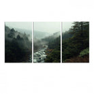 95112-MGV-CV-60X30-3P-Misty Forest Wall Art | Ready to Hang and Framed | Tranquil Nature Landscape for Living Room or Cabin Wall Decor