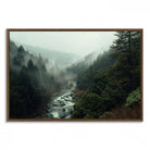 95112-MGV-FC-36X24_Walnut-Misty Forest Wall Art | Ready to Hang and Framed | Tranquil Nature Landscape for Living Room or Cabin Wall Decor