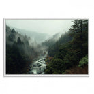 95112-MGV-FC-36X24_White-Misty Forest Wall Art | Ready to Hang and Framed | Tranquil Nature Landscape for Living Room or Cabin Wall Decor