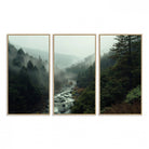 95112-MGV-FC-48X32-3P_Natural-Misty Forest Wall Art | Ready to Hang and Framed | Tranquil Nature Landscape for Living Room or Cabin Wall Decor
