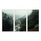 95112-MGV-FC-48X32-3P_White-Misty Forest Wall Art | Ready to Hang and Framed | Tranquil Nature Landscape for Living Room or Cabin Wall Decor