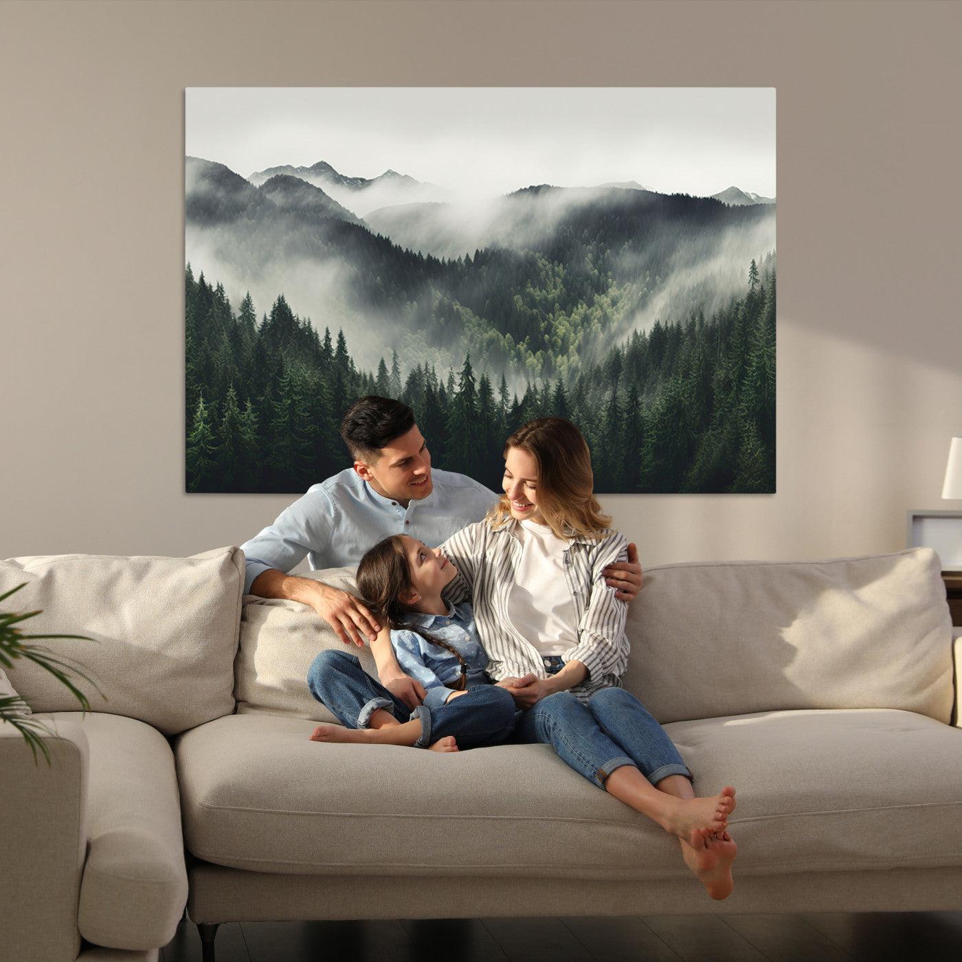 Misty Mountain Forest Canvas Wall Art Print – Serene Evergreen Landscape Wall Decor for Home or Office – Ready to Hang Nature Print