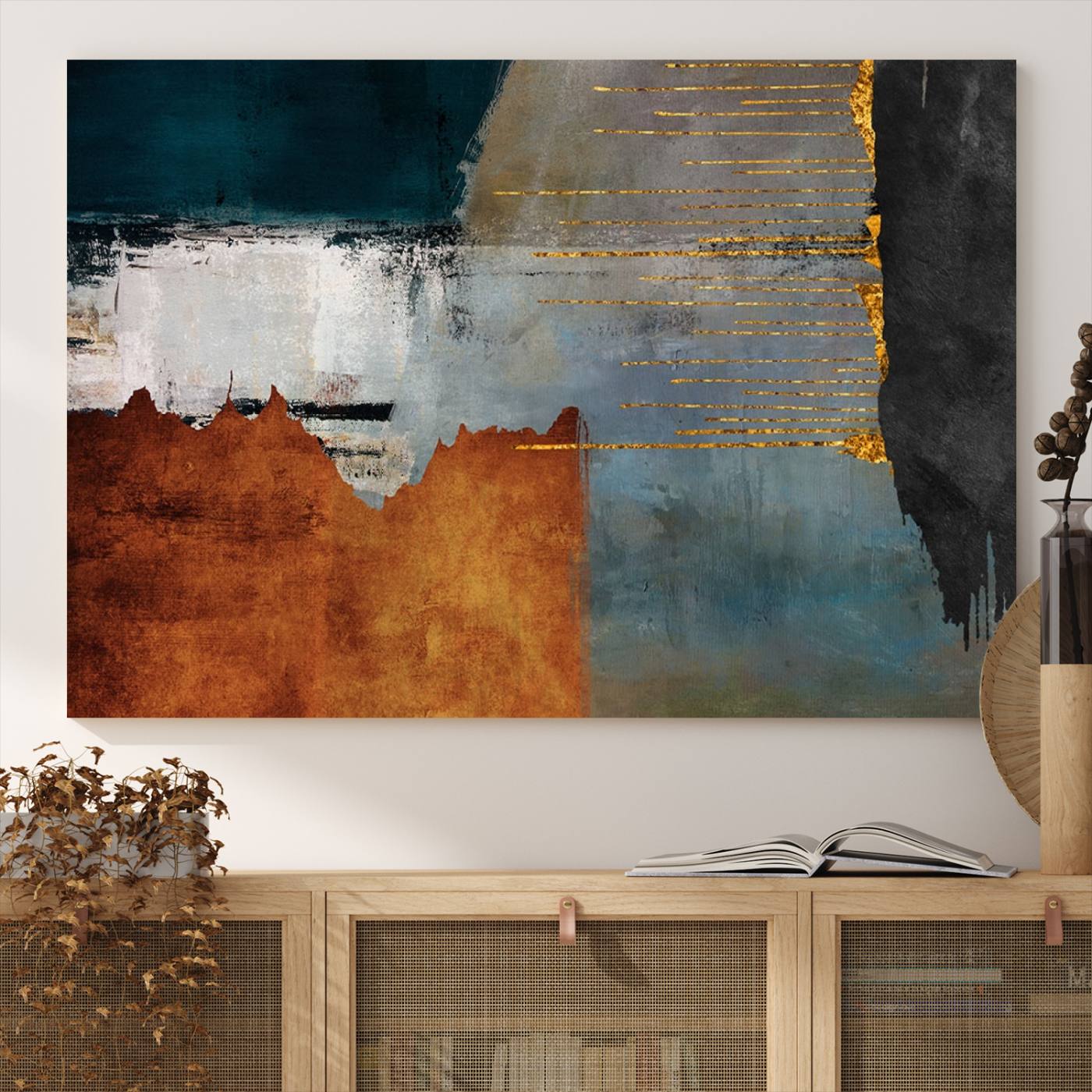 35026-MGV-CV-36X24-Modern Abstract Canvas Art Canvas Print - Framed and Ready to Hang Artwork for Contemporary Living Room or Office Decor