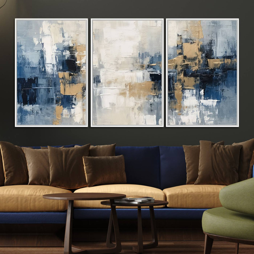 44344-MGV-FC-60X30-3P_White-Modern Abstract Canvas Wall Art in Blue and Gold Tones | Large Contemporary Art for Living Room, Office, or Bedroom Décor