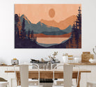 Modern Boho Sunset Canvas Print, Mountain Landscape Triptych – Giclée Canvas Art Print for Living Room, Bohemian Decor, Ready to Hang