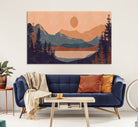 Modern Boho Sunset Canvas Print, Mountain Landscape Triptych – Giclée Canvas Art Print for Living Room, Bohemian Decor, Ready to Hang