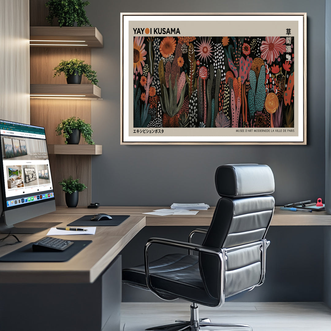 28344895-MGC-FP-36x24_Natural-Modern Japanese Wall Art Print Yayoi Kusama Canvas Wall Art Abstract Mount Fuji Canvas Print Japanese Landscape Art Printing