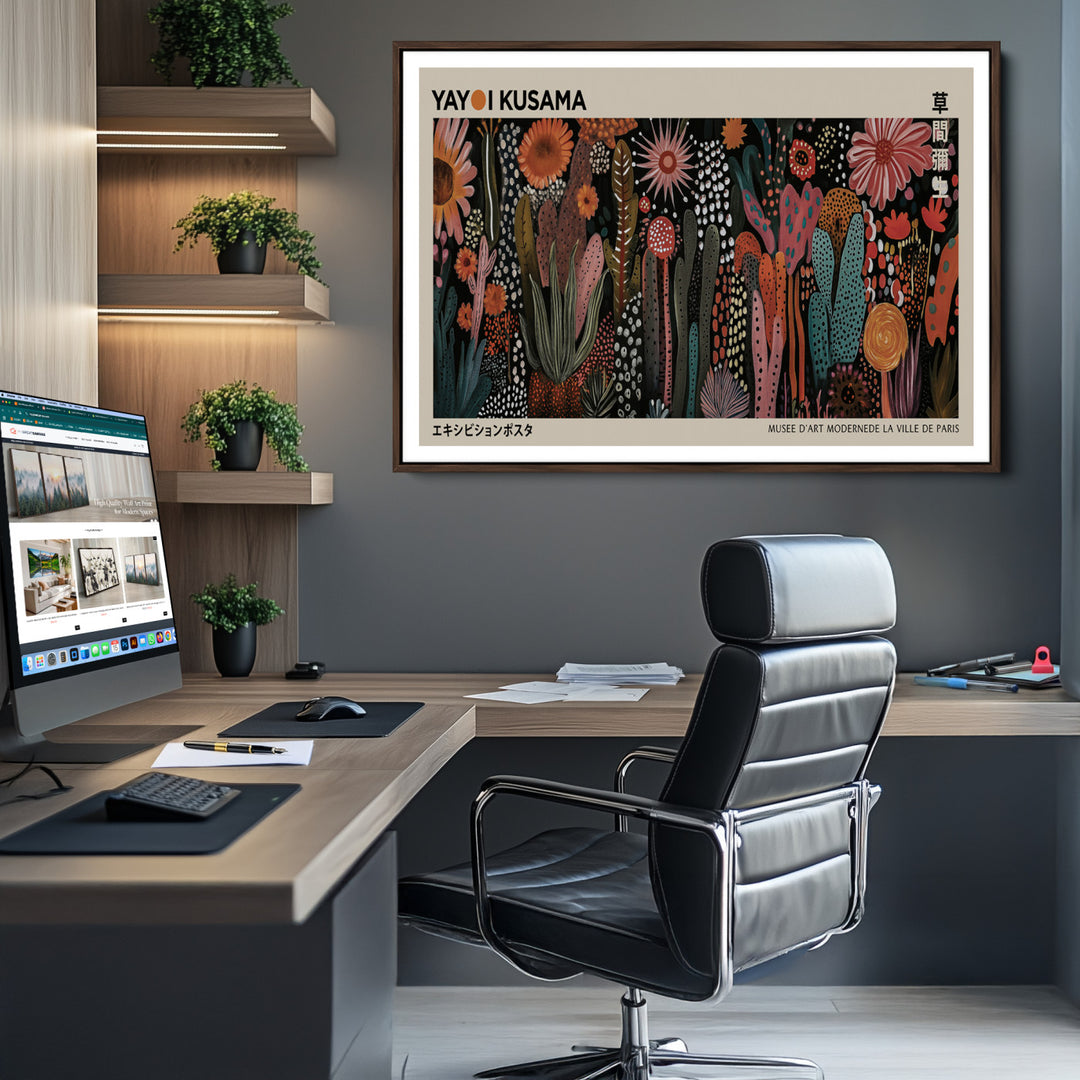 28344895-MGV-CV-36X24-Modern Japanese Wall Art Print Yayoi Kusama Canvas Wall Art Abstract Mount Fuji Canvas Print Japanese Landscape Art Printing