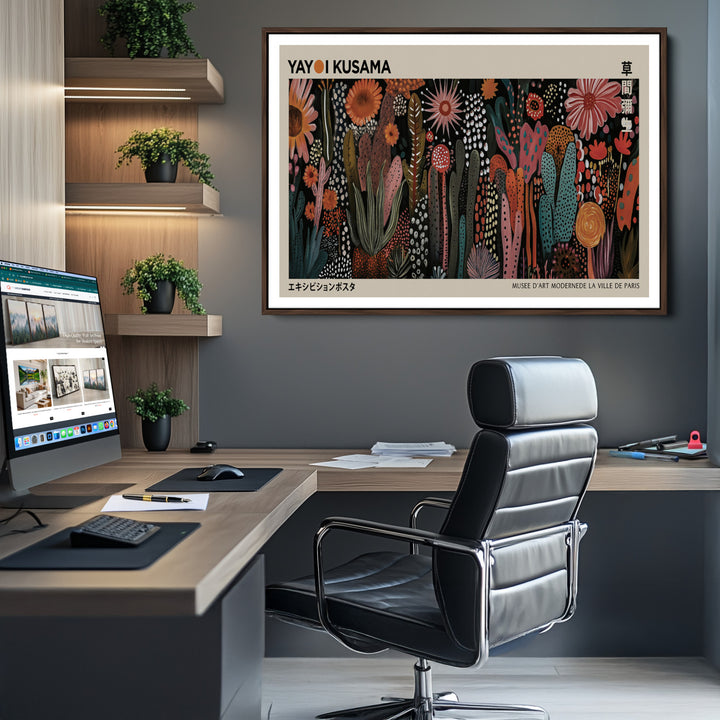 28344895-MGV-CV-36X24-Modern Japanese Wall Art Print Yayoi Kusama Canvas Wall Art Abstract Mount Fuji Canvas Print Japanese Landscape Art Printing
