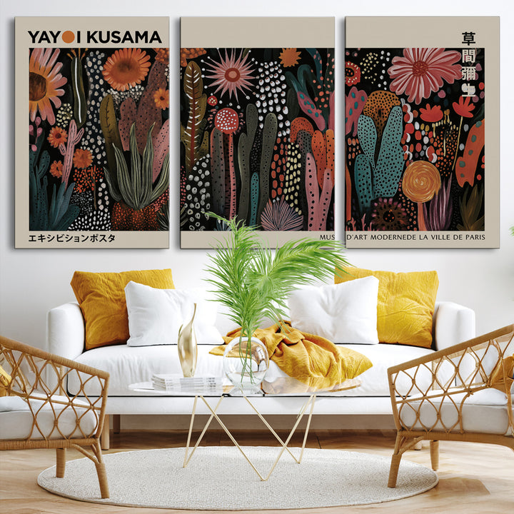 28344895-MGV-CV-36X24-Modern Japanese Wall Art Print Yayoi Kusama Canvas Wall Art Abstract Mount Fuji Canvas Print Japanese Landscape Art Printing