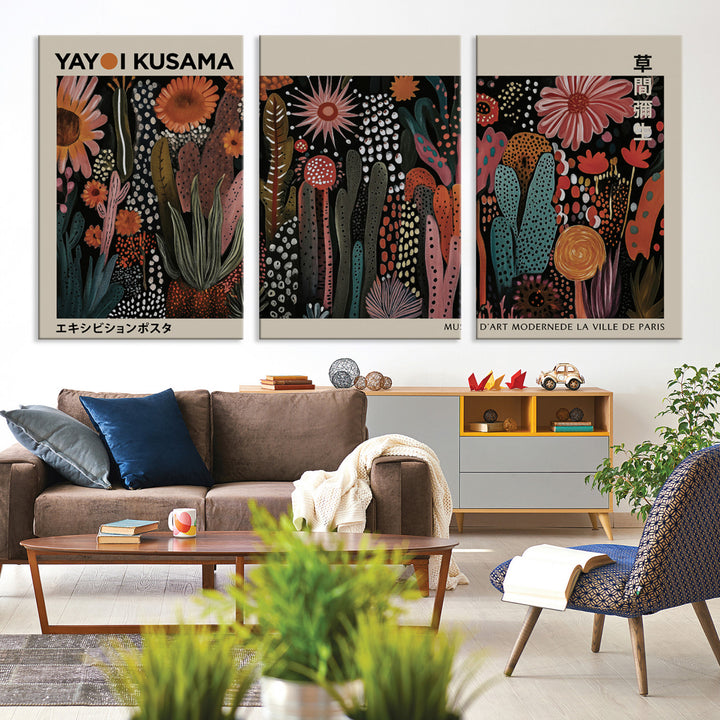 28344895-MGV-CV-36X24-Modern Japanese Wall Art Print Yayoi Kusama Canvas Wall Art Abstract Mount Fuji Canvas Print Japanese Landscape Art Printing