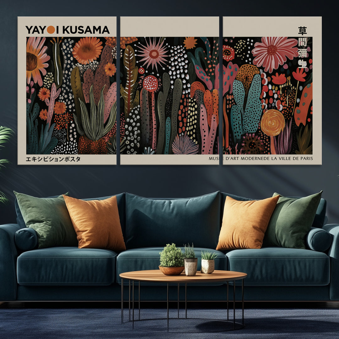 28344895-MGV-CV-36X24-Modern Japanese Wall Art Print Yayoi Kusama Canvas Wall Art Abstract Mount Fuji Canvas Print Japanese Landscape Art Printing