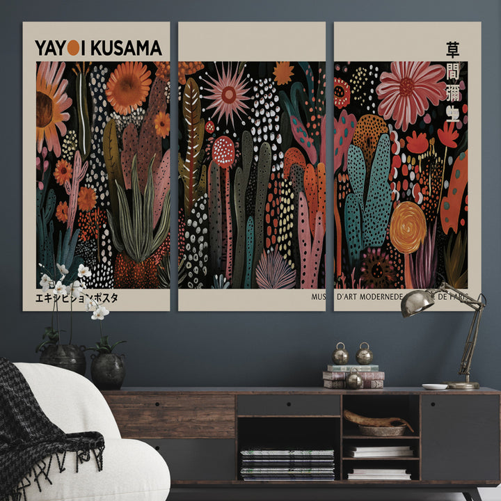 28344895-MGV-CV-36X24-Modern Japanese Wall Art Print Yayoi Kusama Canvas Wall Art Abstract Mount Fuji Canvas Print Japanese Landscape Art Printing