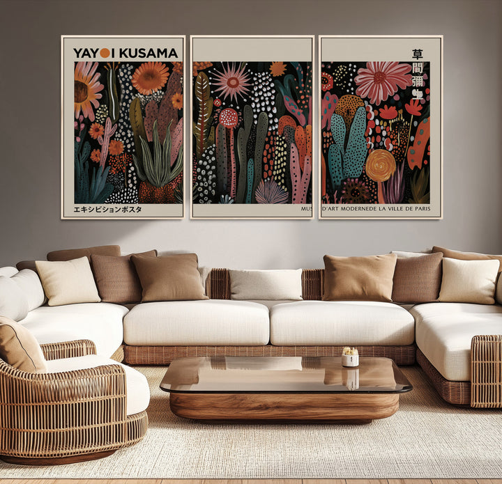 28344895-MGV-CV-36X24-Modern Japanese Wall Art Print Yayoi Kusama Canvas Wall Art Abstract Mount Fuji Canvas Print Japanese Landscape Art Printing