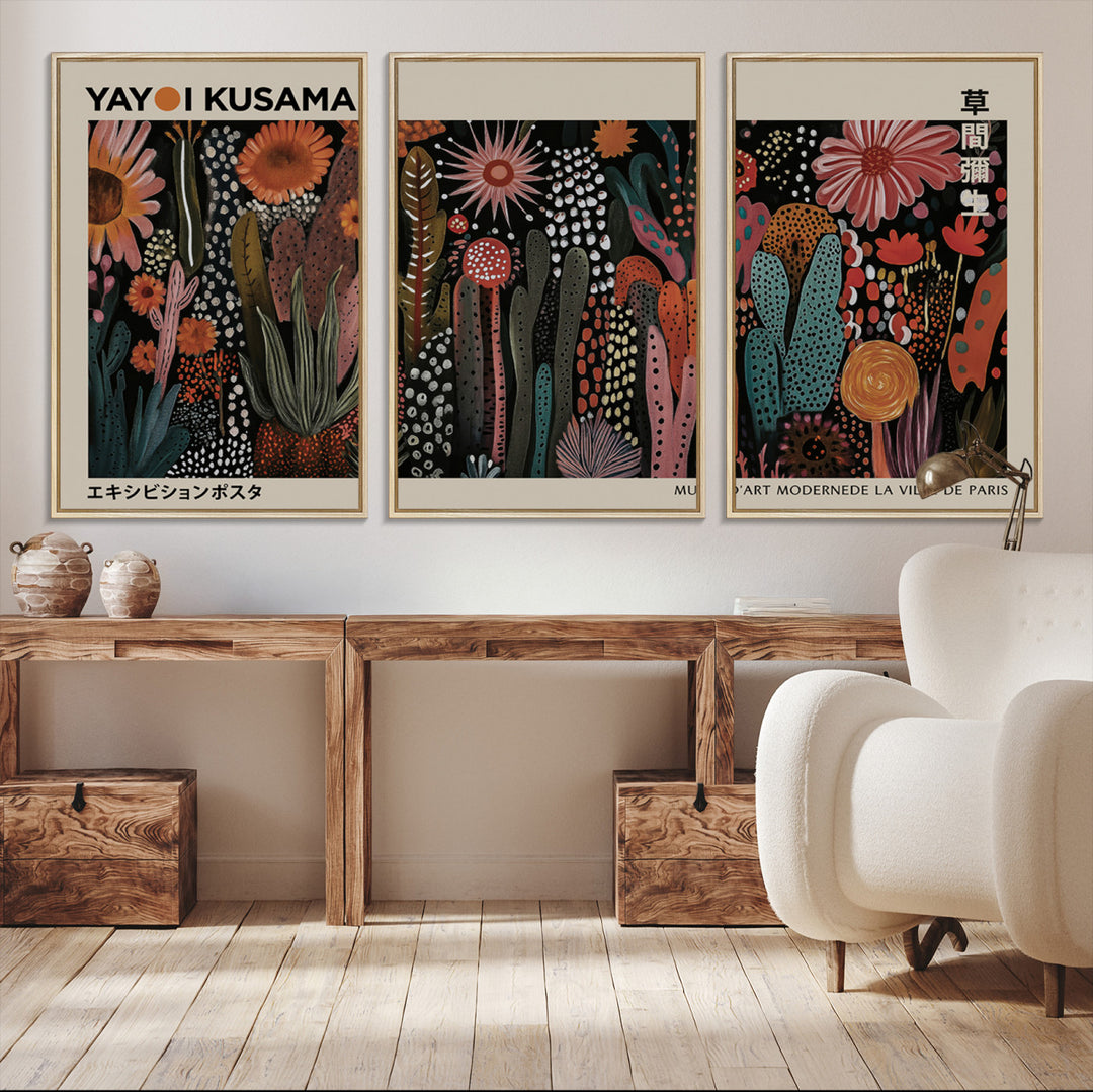 28344895-MGV-CV-36X24-Modern Japanese Wall Art Print Yayoi Kusama Canvas Wall Art Abstract Mount Fuji Canvas Print Japanese Landscape Art Printing