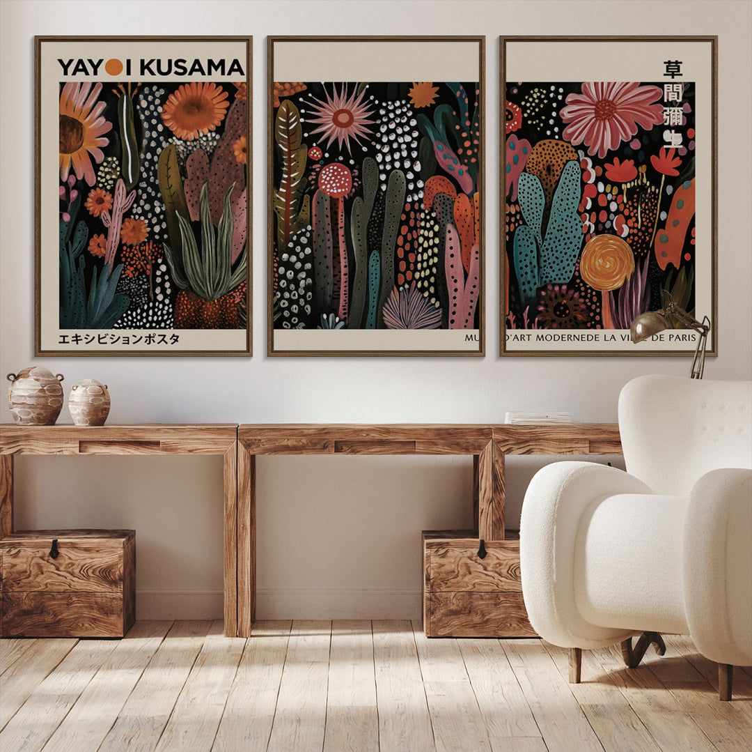 28344895-MGV-CV-36X24-Modern Japanese Wall Art Print Yayoi Kusama Canvas Wall Art Abstract Mount Fuji Canvas Print Japanese Landscape Art Printing