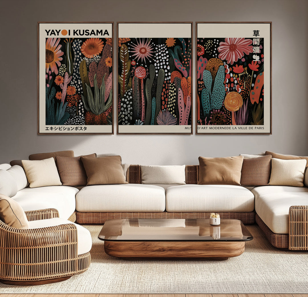 28344895-MGV-CV-36X24-Modern Japanese Wall Art Print Yayoi Kusama Canvas Wall Art Abstract Mount Fuji Canvas Print Japanese Landscape Art Printing