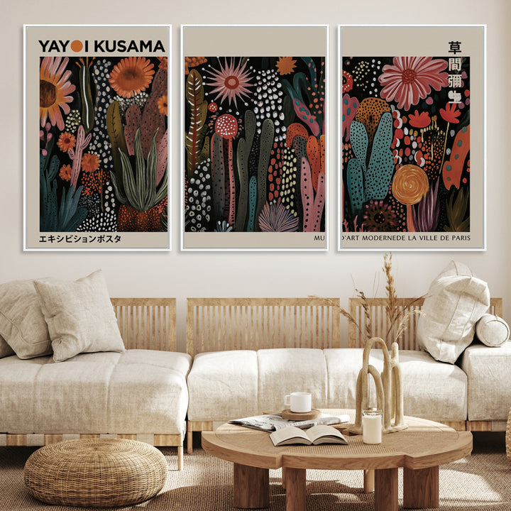 28344895-MGV-CV-36X24-Modern Japanese Wall Art Print Yayoi Kusama Canvas Wall Art Abstract Mount Fuji Canvas Print Japanese Landscape Art Printing