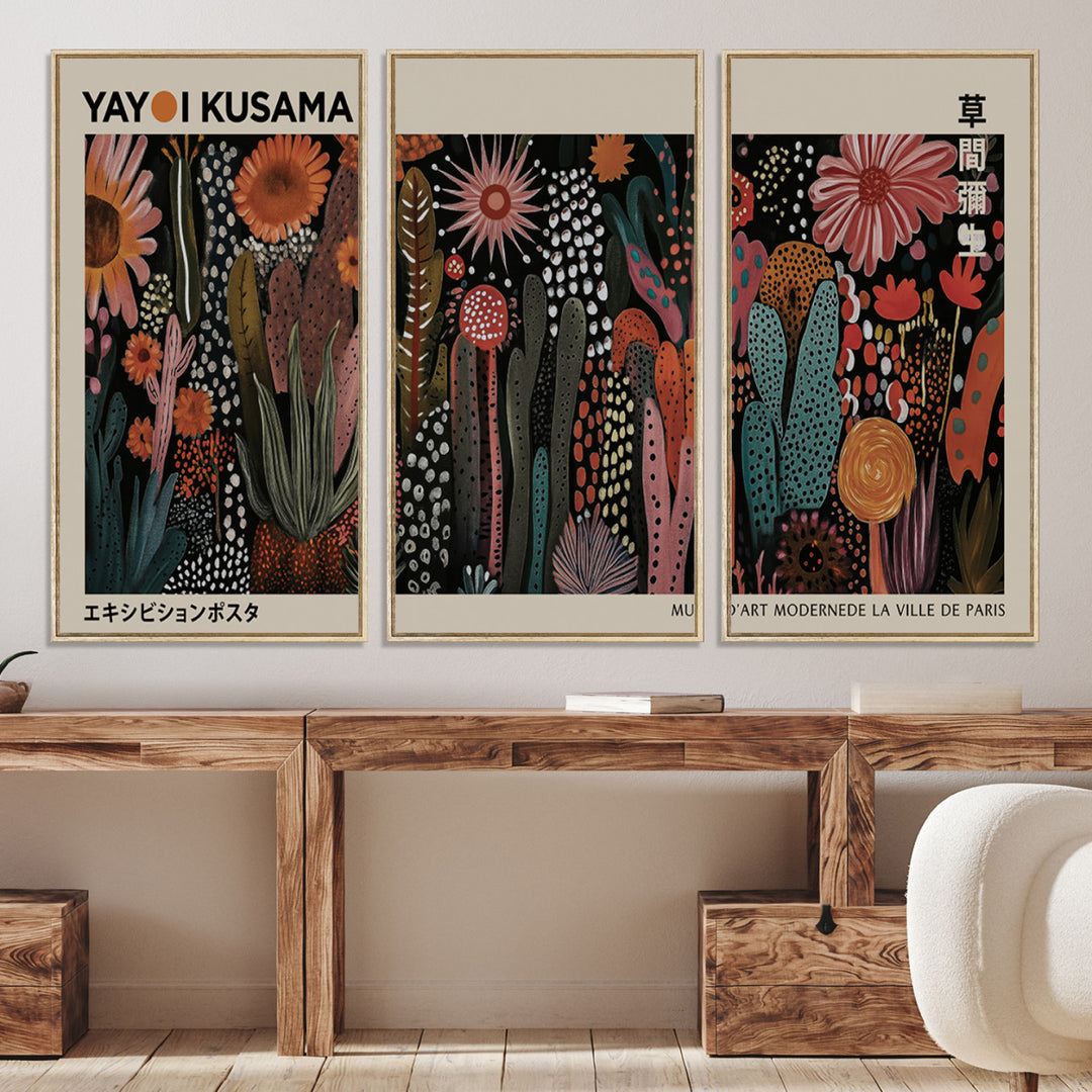 28344895-MGV-CV-36X24-Modern Japanese Wall Art Print Yayoi Kusama Canvas Wall Art Abstract Mount Fuji Canvas Print Japanese Landscape Art Printing