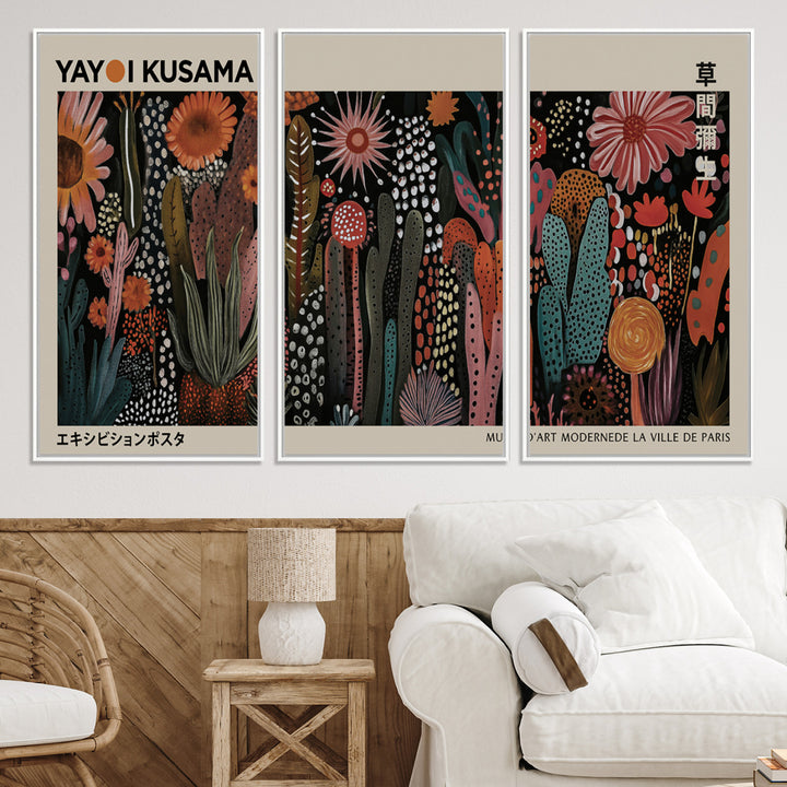 28344895-MGV-CV-36X24-Modern Japanese Wall Art Print Yayoi Kusama Canvas Wall Art Abstract Mount Fuji Canvas Print Japanese Landscape Art Printing