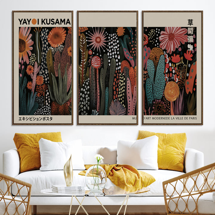 28344895-MGV-CV-36X24-Modern Japanese Wall Art Print Yayoi Kusama Canvas Wall Art Abstract Mount Fuji Canvas Print Japanese Landscape Art Printing
