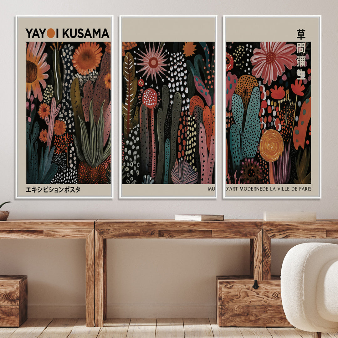 28344895-MGV-CV-36X24-Modern Japanese Wall Art Print Yayoi Kusama Canvas Wall Art Abstract Mount Fuji Canvas Print Japanese Landscape Art Printing