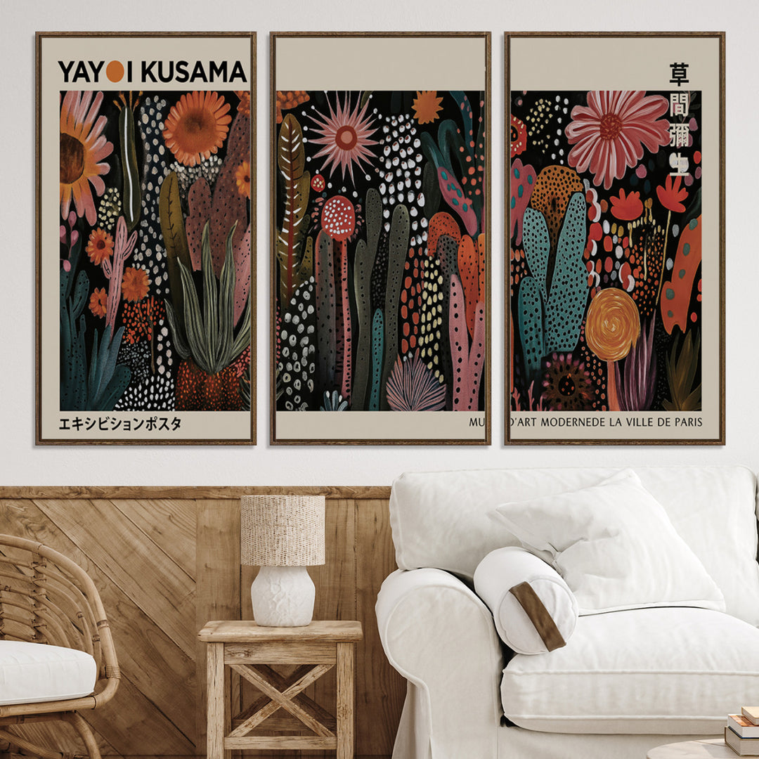 28344895-MGV-CV-36X24-Modern Japanese Wall Art Print Yayoi Kusama Canvas Wall Art Abstract Mount Fuji Canvas Print Japanese Landscape Art Printing