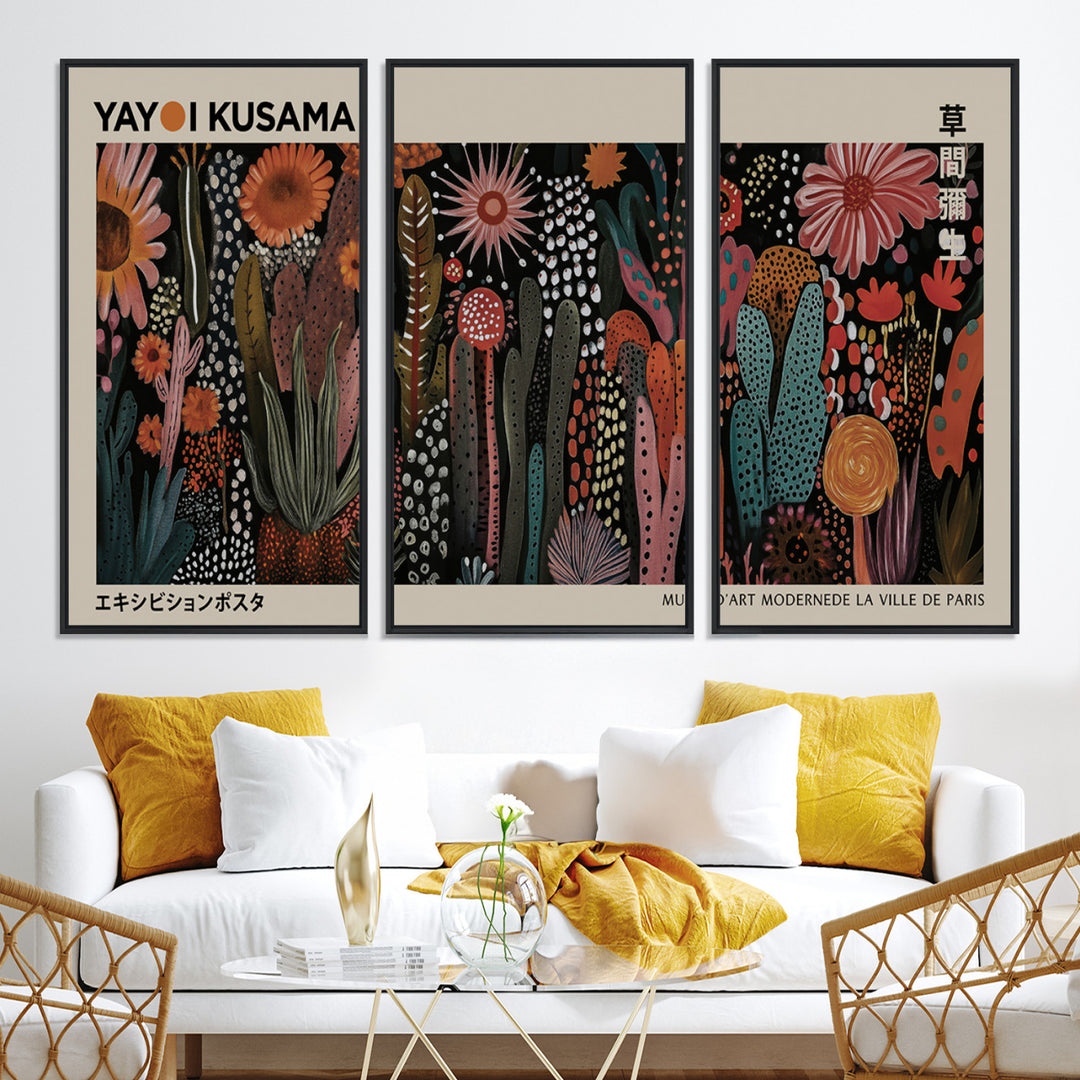 28344895-MGV-CV-36X24-Modern Japanese Wall Art Print Yayoi Kusama Canvas Wall Art Abstract Mount Fuji Canvas Print Japanese Landscape Art Printing