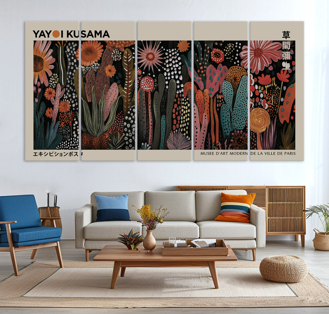 28344895-MGV-CV-36X24-Modern Japanese Wall Art Print Yayoi Kusama Canvas Wall Art Abstract Mount Fuji Canvas Print Japanese Landscape Art Printing